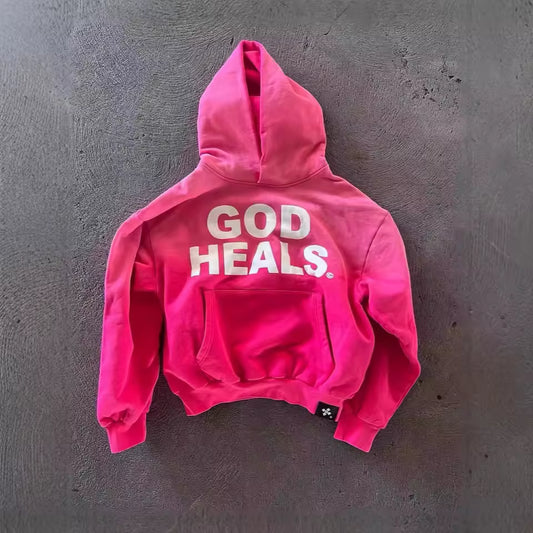 Vintage "God Heals" Washed Hoodie - Streetwear Boulevard