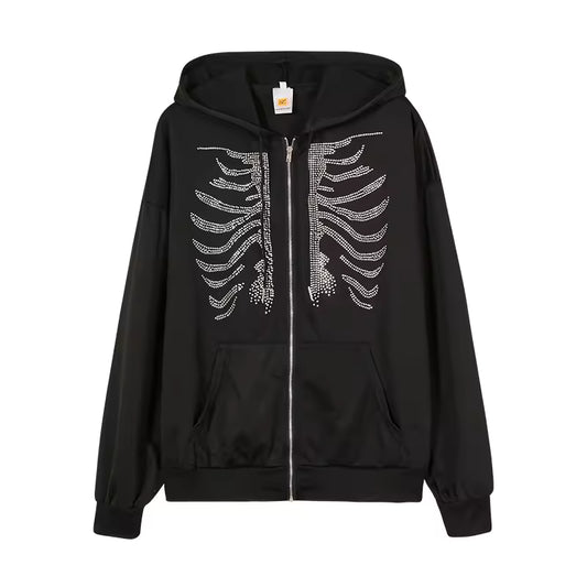 Skeleton Rhinestone Jacket - Streetwear Boulevard