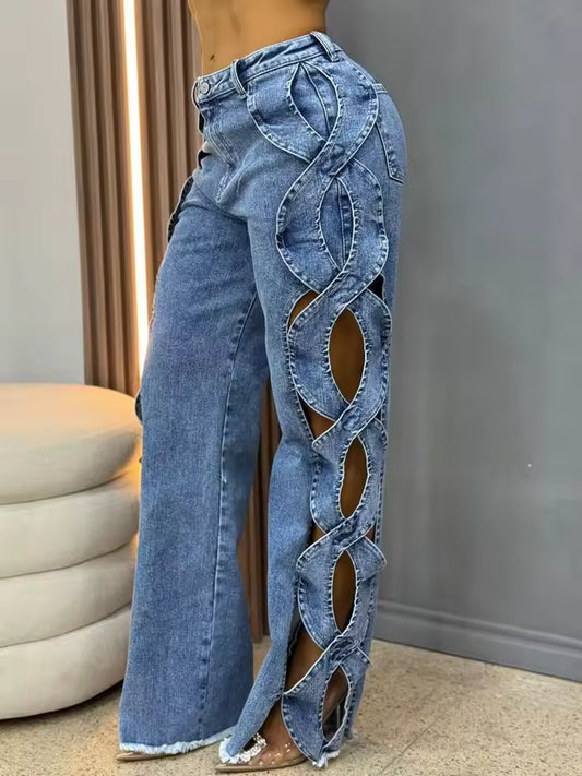Intertwined Cutout Jeans - Streetwear Boulevard