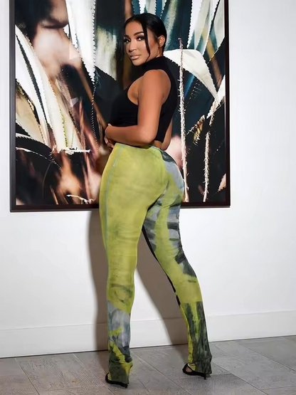 Emerald Flow Mesh Pants - Streetwear Boulevard