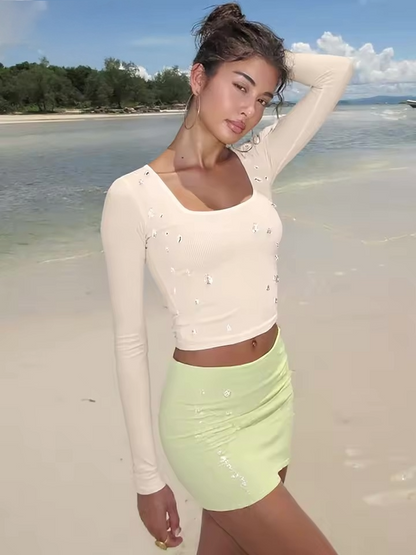 Cyber-Chrysalis Studded Mesh Top - Streetwear Boulevard