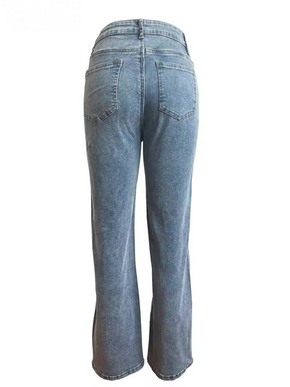 Woven Detail Denim Jeans - Streetwear Boulevard