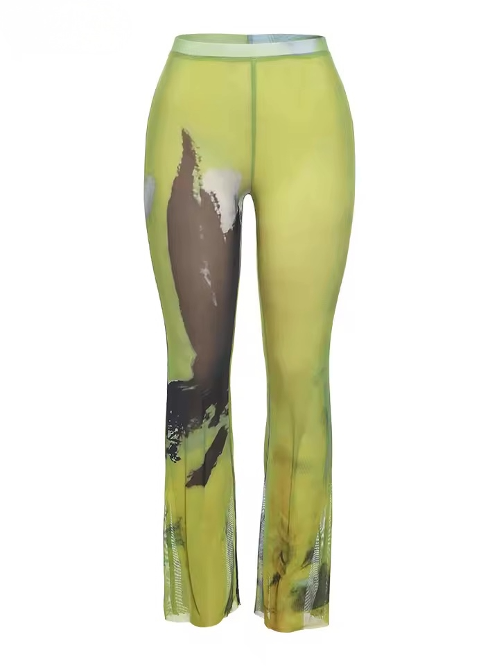 Emerald Flow Mesh Pants - Streetwear Boulevard