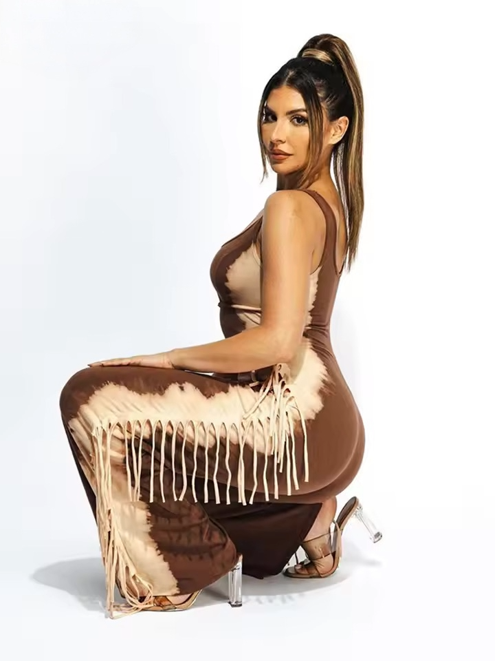 Cut-Out Fringe Flared Jumpsuit