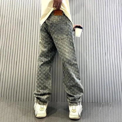 Jacquard Pattern Jeans - Streetwear Boulevard