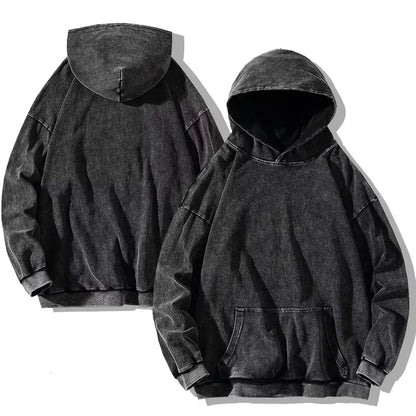 Vintage Faded Black Hoodie - Streetwear Boulevard